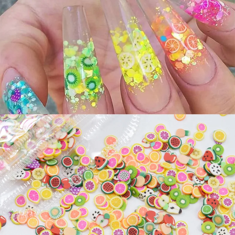 1000 Piece Nail Art Fruit Slice 3D DIY Design 23 Styles Tiny Slices Decoration Acrylic Polymer Clay Nail Sticker Accessory H&*&