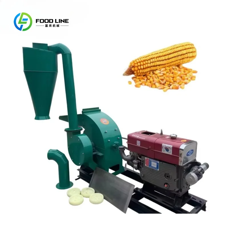 Customized Portable Diesel Feed Hammer Mill Farm Use Grain Straw Feed Powder Grinding Equipment
