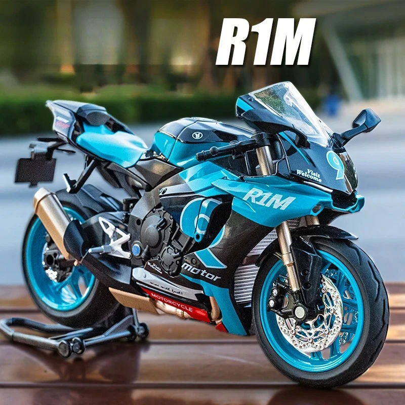 1:12 R1M speelgoed motorfiets model legering gegoten met schokabsorptie simulatie schaal motorfiets model speelgoed voor kinderen geschenken