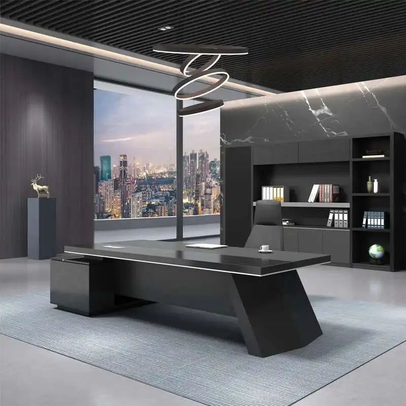 

Black Modern Office Desk Minimalist Wood Conference High End Office Desk Storage Secretary Mesa De Escritorio Office Furniture