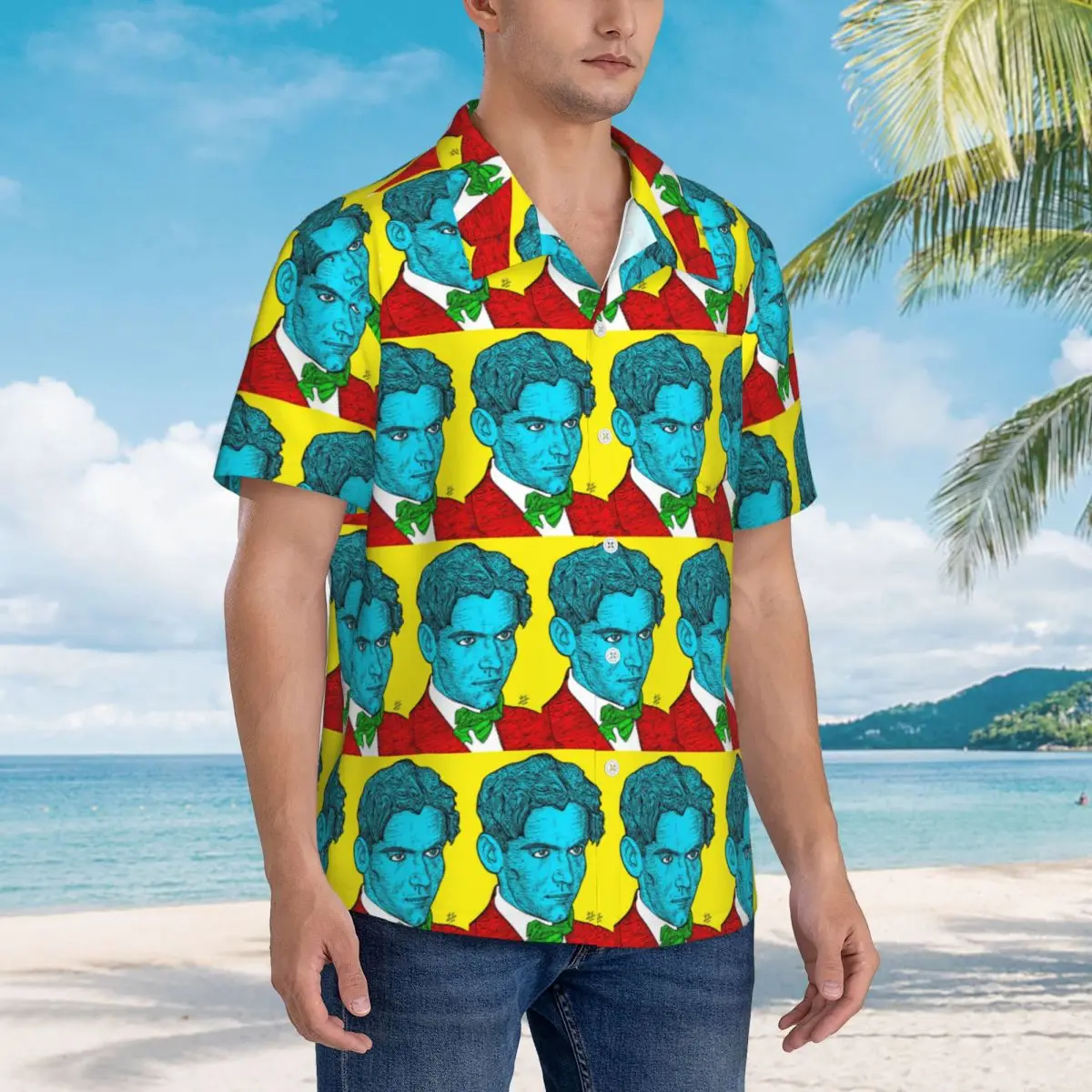 

Federico Garcia Lorca Portrait 16 Hawaiian Shirts Casual Men Short Sleeve Shirt for Summer Beach Men's Lapel Tops