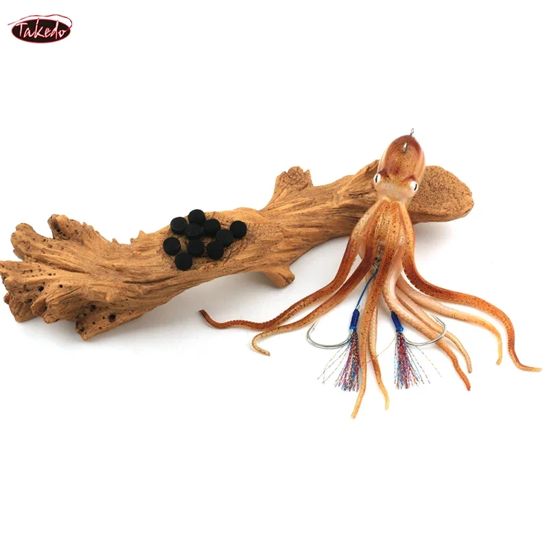 TAKEDO MY14 180G 200G 250G 300G Sea Fishing Octopus Bait With Double Hook Soft Bait Troulling Lure Boat Fishing For Rockfish