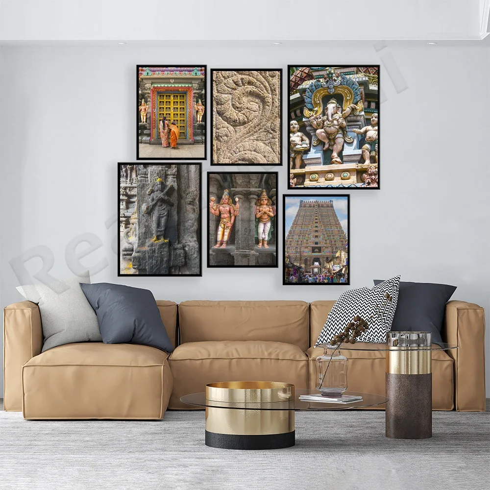 جنوب هندي، معبد Ranganathaswamy الخارجي تاميل نادو، ديكور بوهيمي باستيل قابل للطباعة فن جدار هندوسي