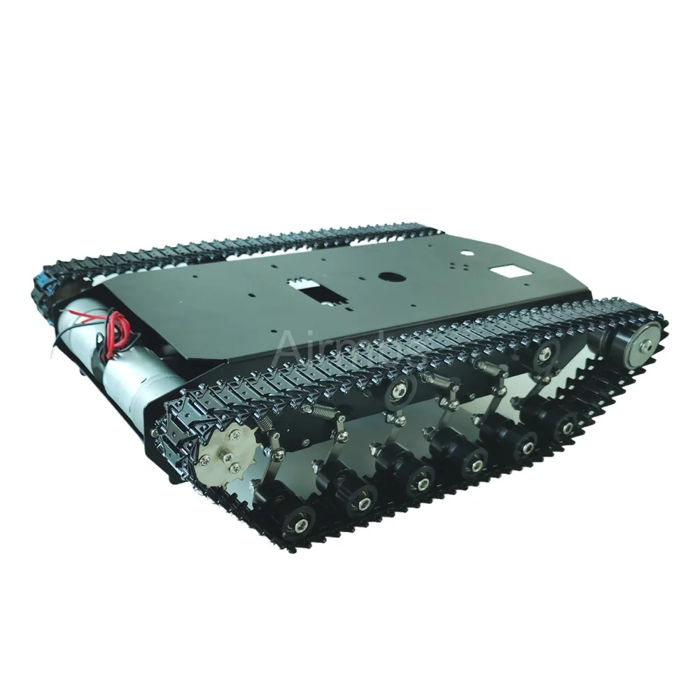 Chassis Robot Mobil Crawler Suspensi Logam Beban Aktual 12KG dengan Peredam Kejut, Motor DC 12V 2WD