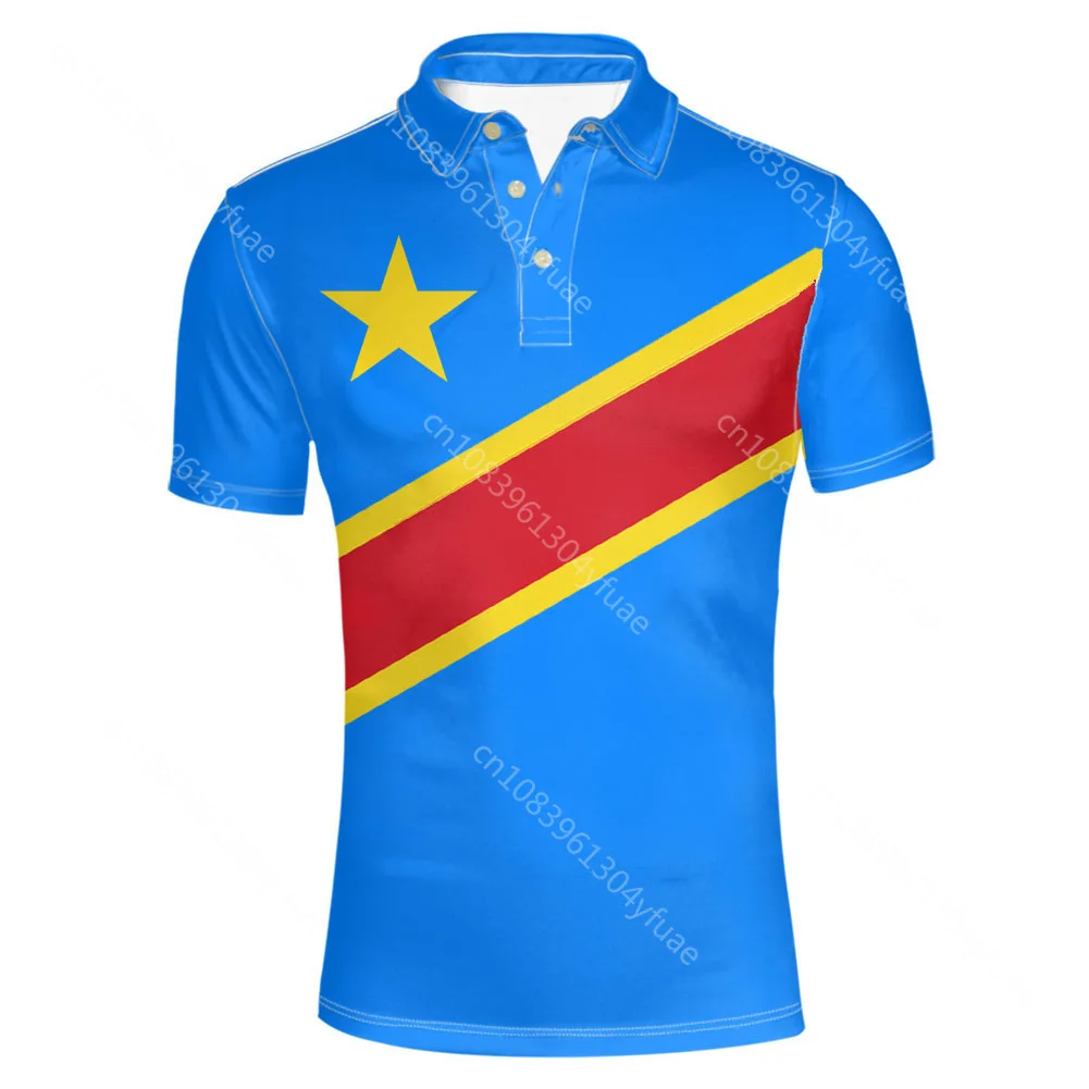 Zaire Male Youth Custom Made Name Number Zar lapel T Shirt Nation Flag Za Congo Country French Print Photo Casual Clothes