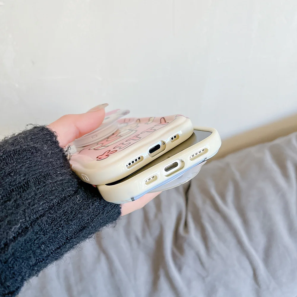 لسامسونج غالاكسي A55 A15 A25 A35 A06 A16 A56 A36 A14 A54 A13 A23 A52 الحلو كيتي رئيس قبضة توك حامل موجة بولي TPU لينة جراب هاتف