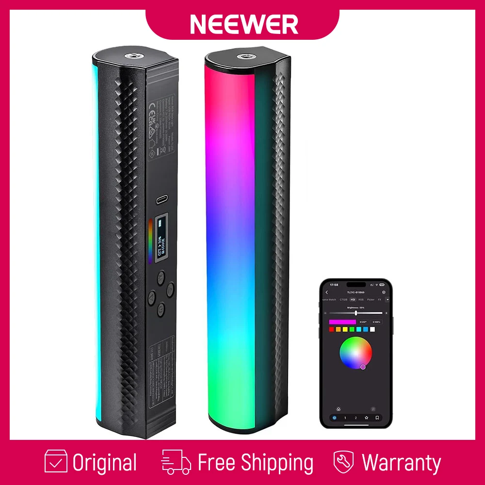 NEEWER RGB-Lichtstab mit APP-Steuerung, magnetischer Handlichtstab für Fotografie und Video, 2500K~8500K dimmbar, CRI95+
