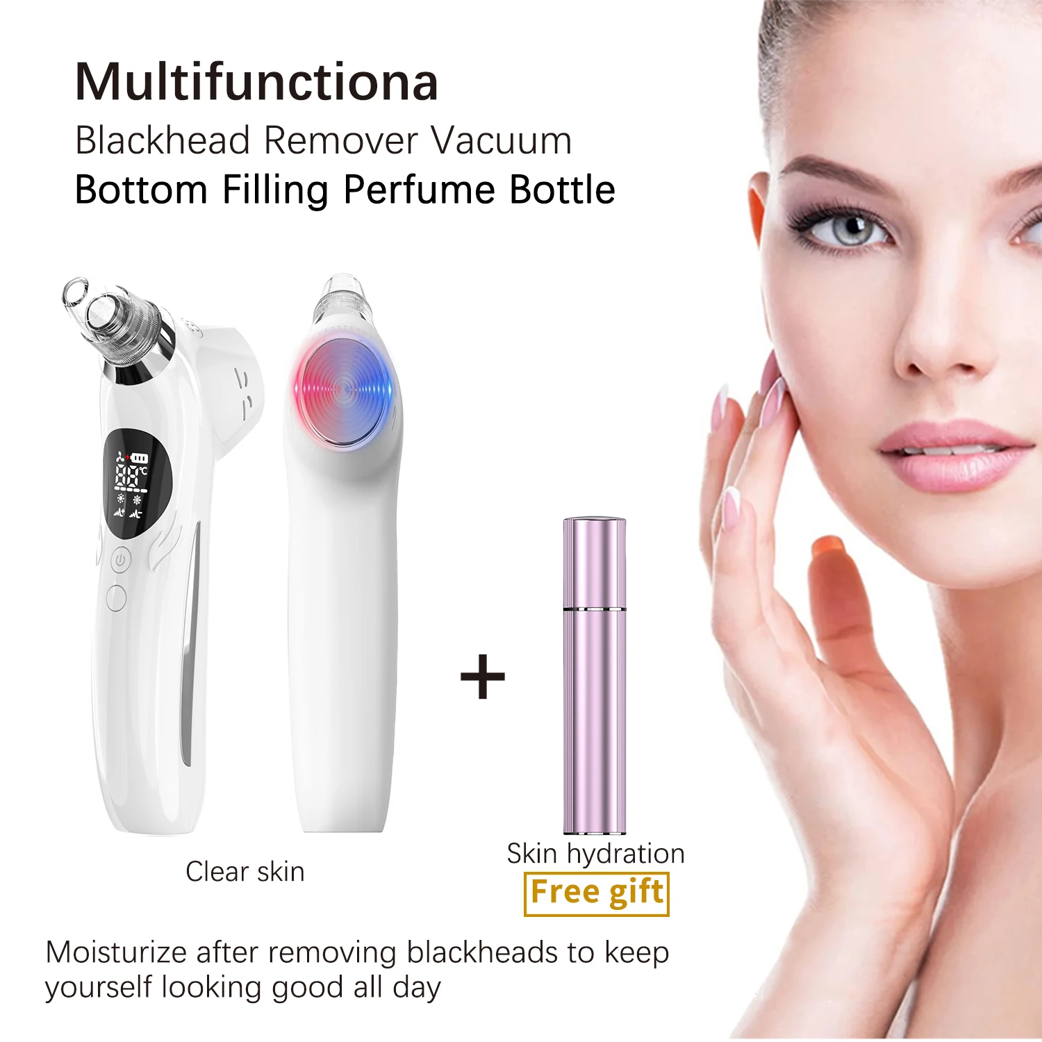 2024 New Blackhead Remover Vacuum Pore Cleaner with Hot&Cold Compress Blackhead Extractor Pimple Sucker with 5 Adjustable