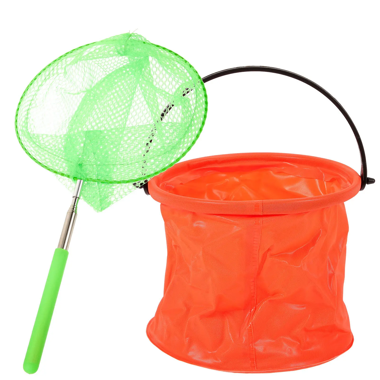 

1 Set Telescopic Stainless Steel Fishing Net Foldable Bucket Set Outdoor Small Fish Net Portable Water Bucket for Camping Hiking