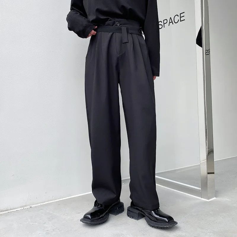 

Men's Suit Straight Leg Pants Spring And Autumn New Personalized Waist Niche Design Mature Dark Popular Casual Loose Pants
