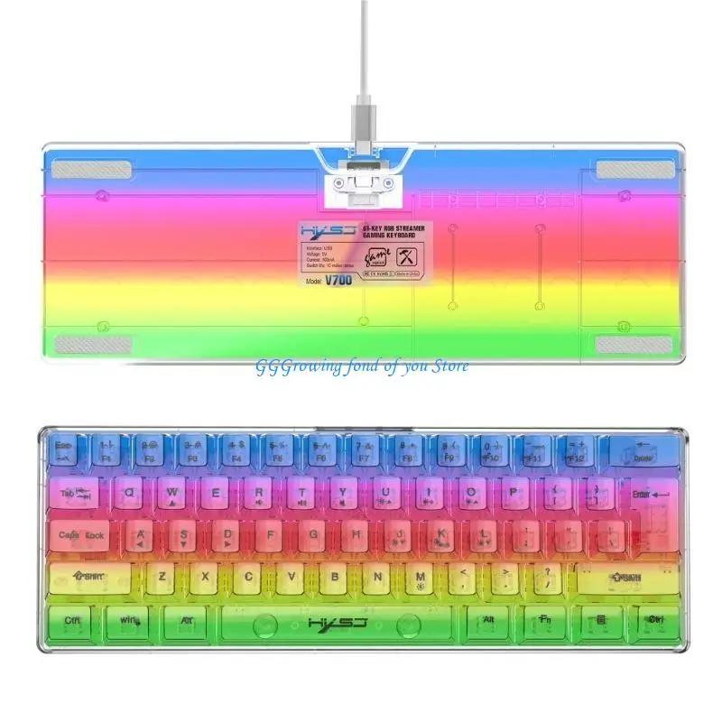H9EB Teclado juego con cable H9EB 61 Diseño teclado científico RGB Mini Teclado compacto retroiluminado