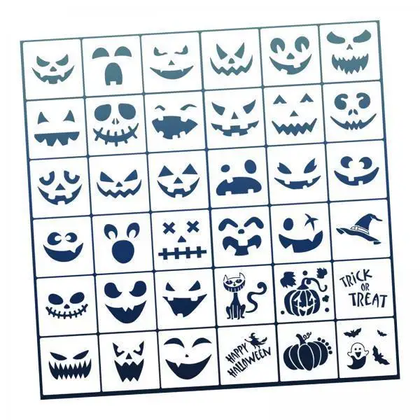 Creative Pumpkin Face Paint Stencils Reusable Templates Halloween Party Art Kit for Kids Painting Makeup
