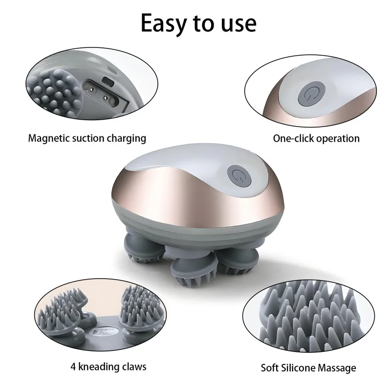 BABZ-جهاز تدليك اهتزاز العجن متعدد الوظائف-قابل لإعادة الشحن مدلك فروة الرأس الأخطبوط الصغير لترقية الرأس المقاومة للماء