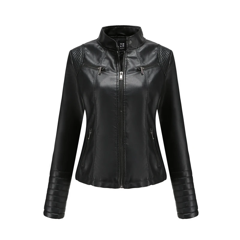 Spring Autumn Women\'s Casual Leather Jacket Outdoor Windproof PU Vintage Blouse Fashion Slim Motorcycle Wear Women\'s Clothing