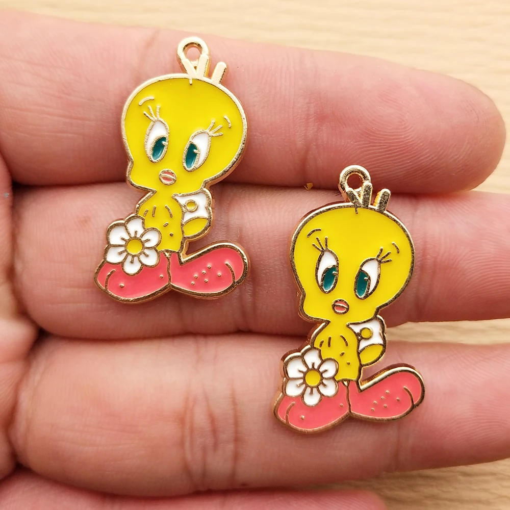 10pcs Cartoon Charm Jewelry Accessories Enamel Necklace Earring Bracelet Pendant Diy Making Supplies Alloy Metal Gold Plated