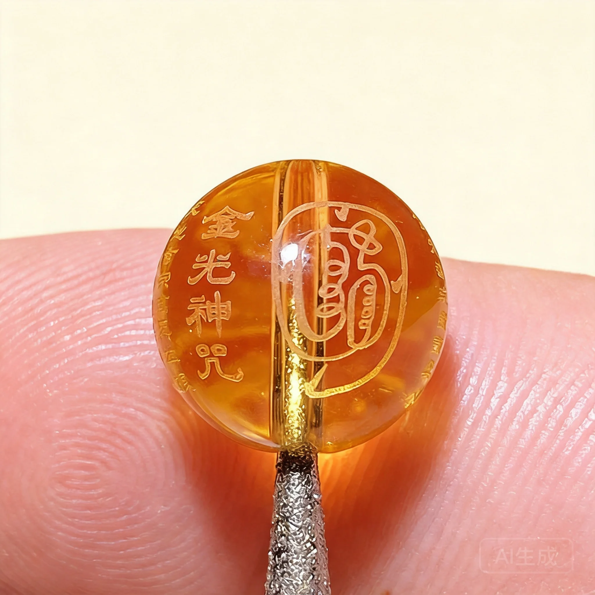 Perles porte-bonheur en citrine gravées de mantras dorés de style chinois, pour attirer la fortune, pour bracelet Wenwan DIY