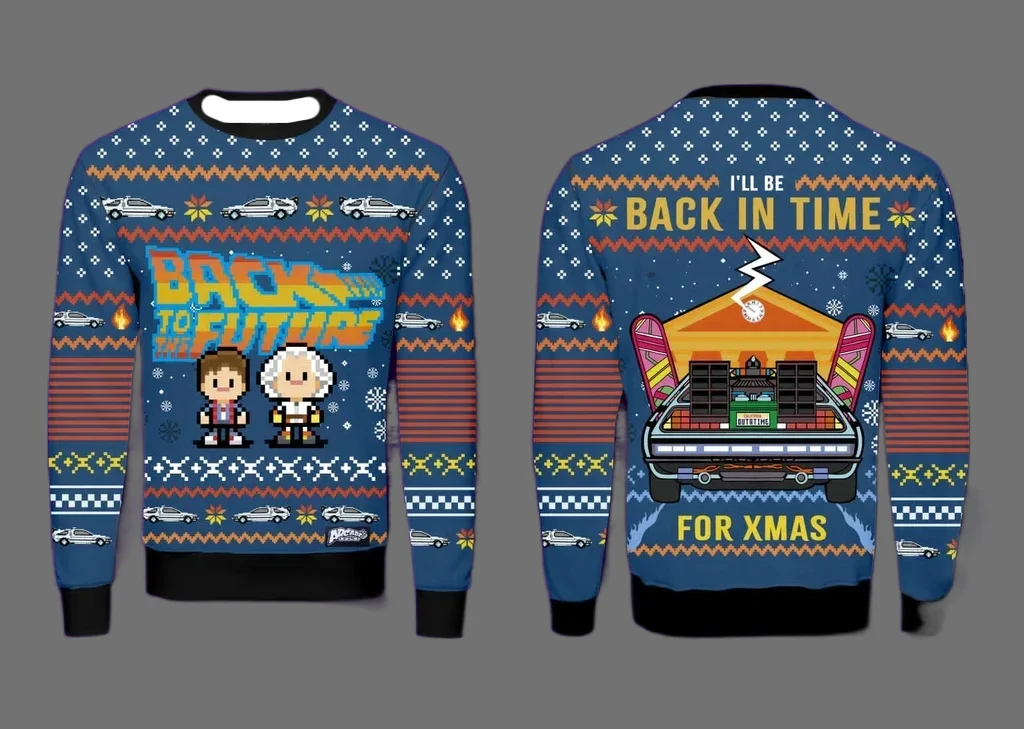 2025/26 جديد الخريف والشتاء العودة إلى المستقبل القبيح عيد الميلاد البلوزات الكرتون أنيمي الرجال والنساء البلوفرات الرياضية #6