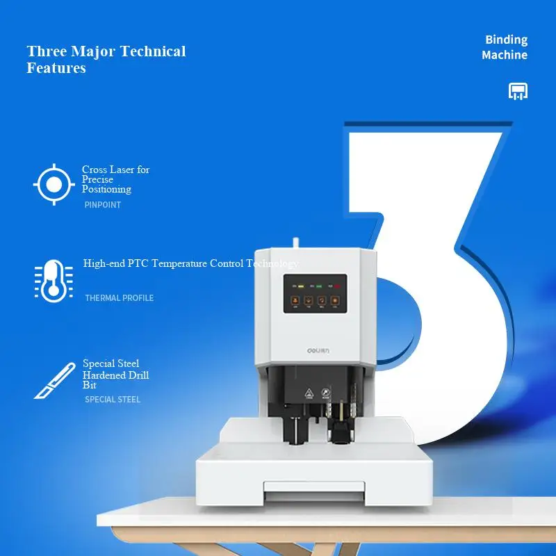 Deli 14602 Automatic Finance Binding Machine 220V/50HZ 500 Sheets Riveting Binding Capacity 6mm Punch Hole for Office Use