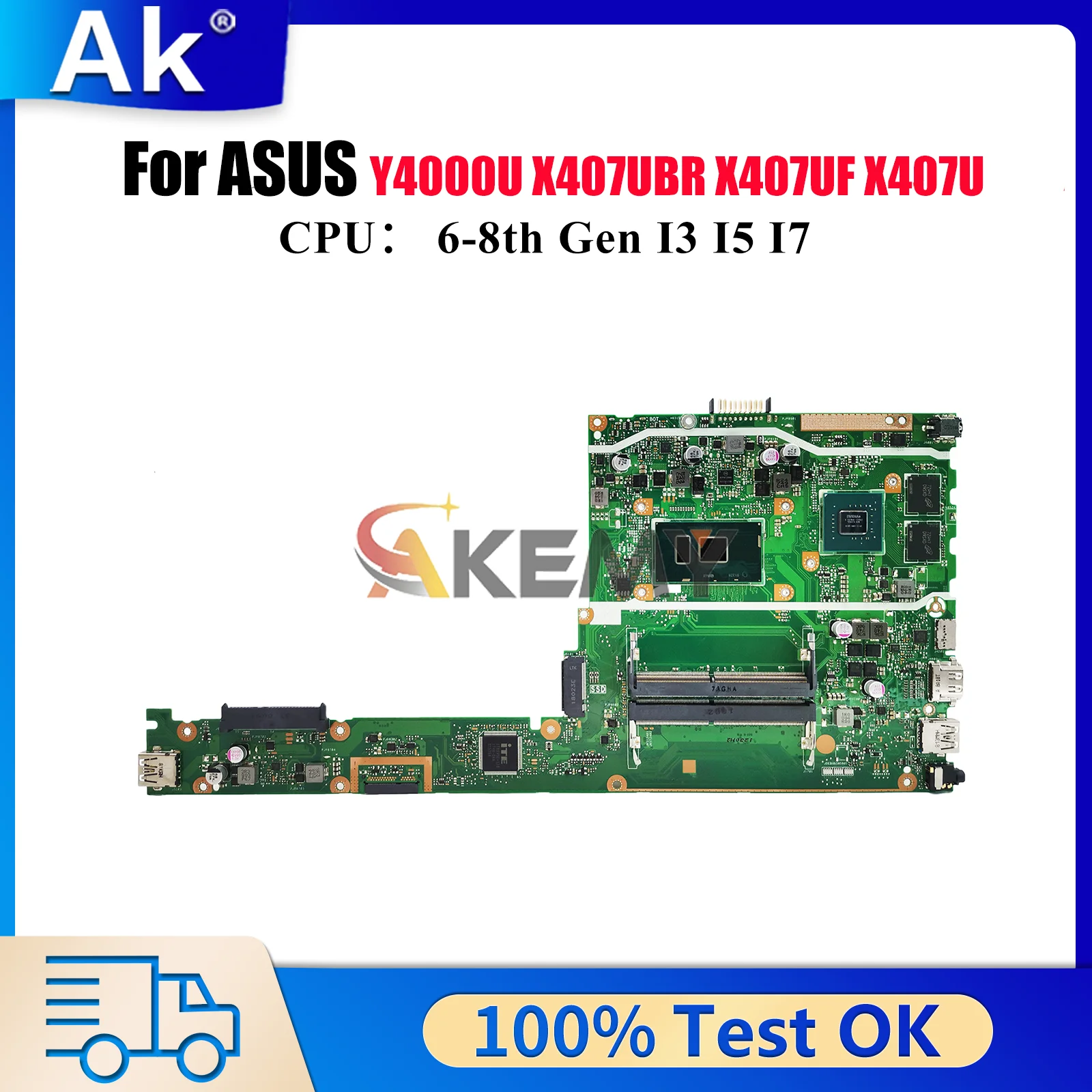 

X407UB Laptop Motherboard For ASUS VivoBook A407U X407UB F407U X407UBR X407UV X407UF X407U X407UAR Y4000U Mainboard I3 I5 I7 CPU