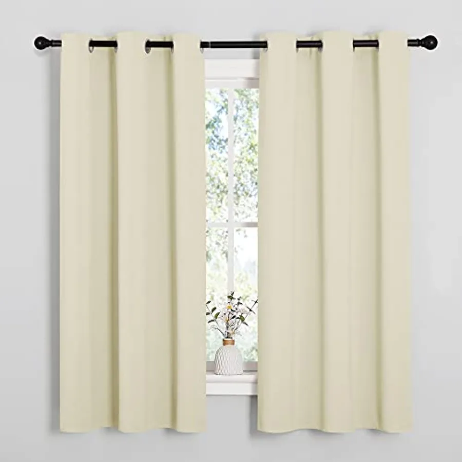 

Beige Kitchen Curtains for Decoration with Thermal Insulation and Room Darkening Features Grommet Style Draperies Panels Ideal