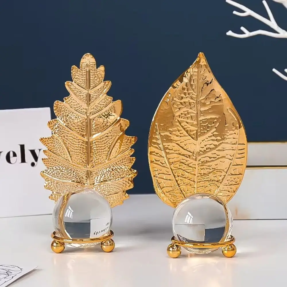 Fine Craftsmanship Leaf Ball Ornaments Rust-proof Non-slip Crystal Ball Table Decoration Luxury Wear-resistant