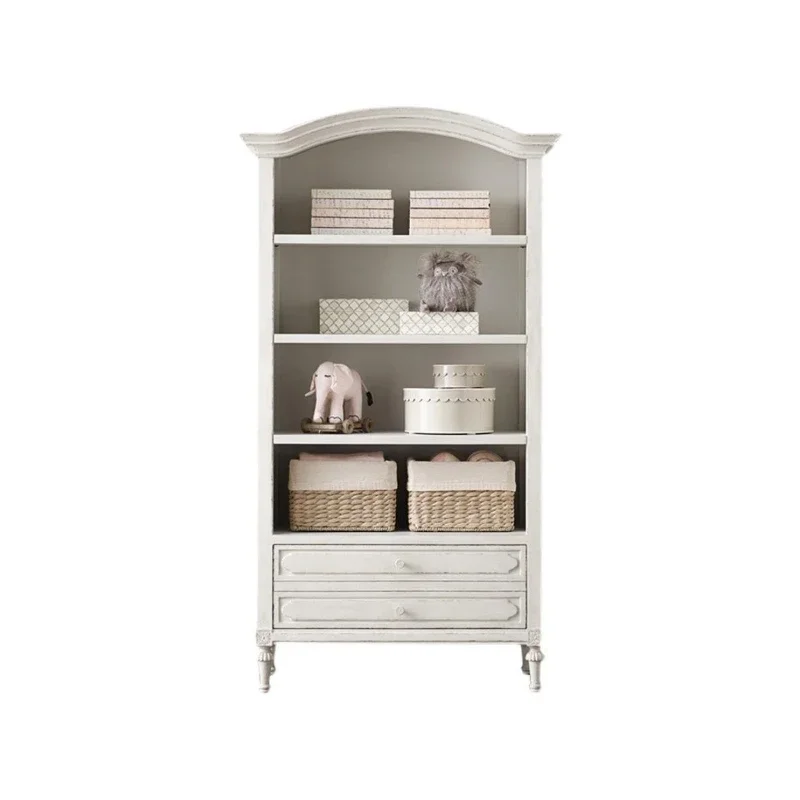 

American retro solid wood carving flower bookcase locker French modern locker storage