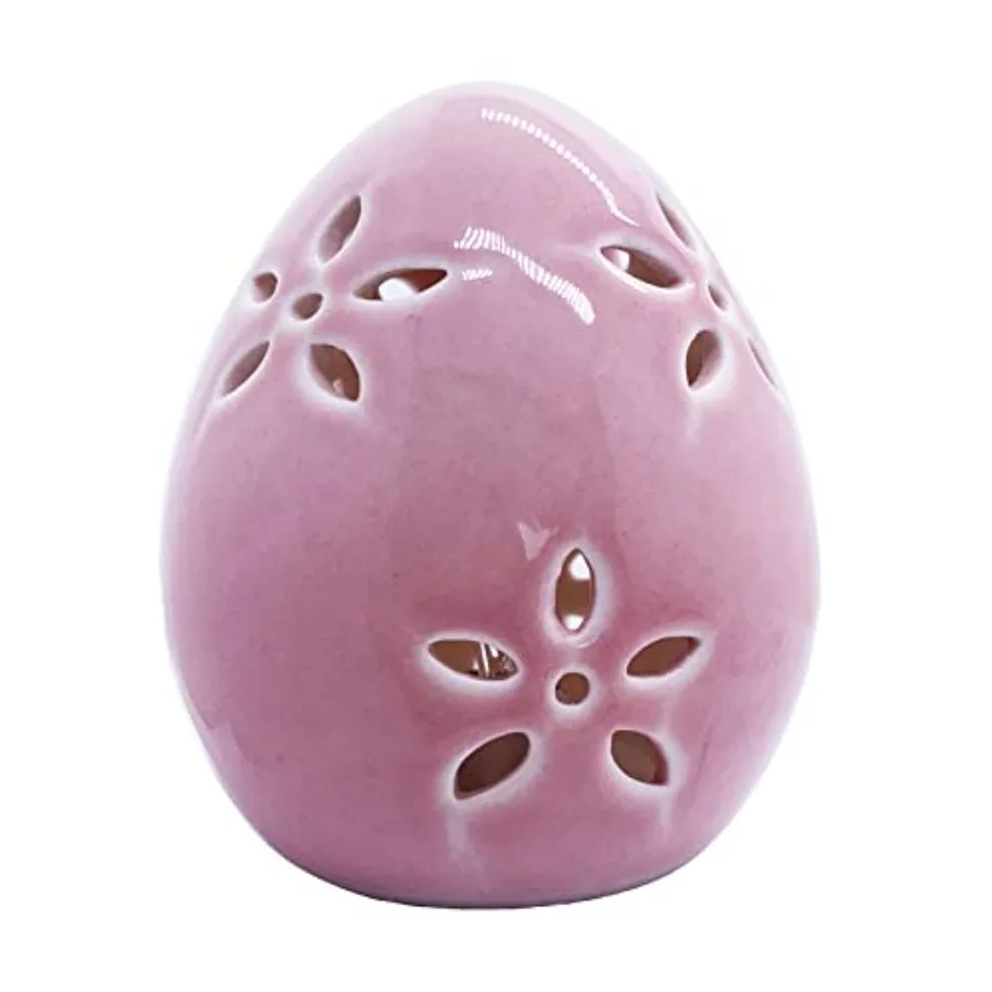 Easter Egg Figurine Egg LED Lights Lamp for Party Favors, Flower Hole Hollow Design Unique Easter Home Decor Table Centerpiece