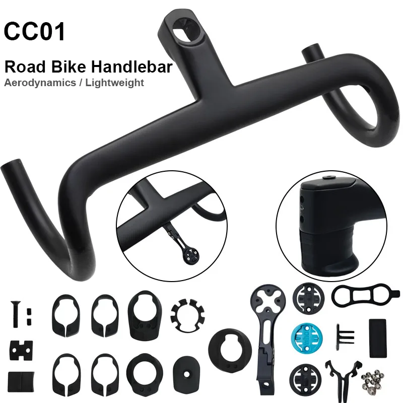 CC.01 Aero Carbon Integrated Handlebar Ultralight Road Bike Part with Computer Mount 370-430mm Fits C68 V5Rs V4Rs Gravel Allroad