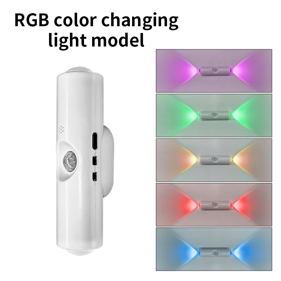RGB Farbverlauf Bewegungssensor Nachtlicht Wiederaufladbare Wand-Sonnenuntergangslampe Spotlight Magnetisches Ambientelicht für Schlafzimmer Flur Treppe