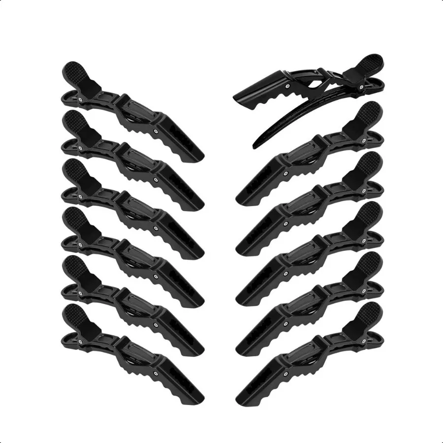 

12Pcs Hair Clips for Styling Sectioning Wide Teeth Double Hinged Design Profional Salon Quality Alligator Hair Clips black