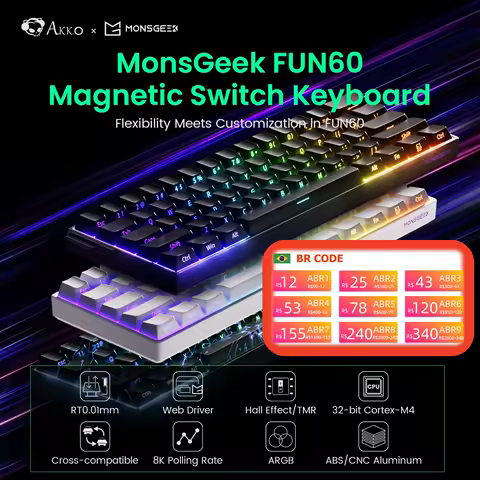 Akko MonsGeek FUN60 Mechanical Keyboard Magnetic Switch 60% Gaming Keyboards Rapid Trigger 0.01mm 8K ARGB HE/TMR Custom Keyboard