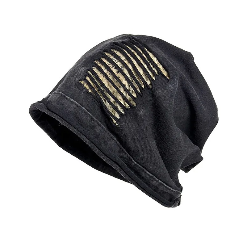 New Fashion Wasteland Style Personality Hole Design Beanies Cap For Women Spring And Autumn Street Casual Versatile Men's Hats 5