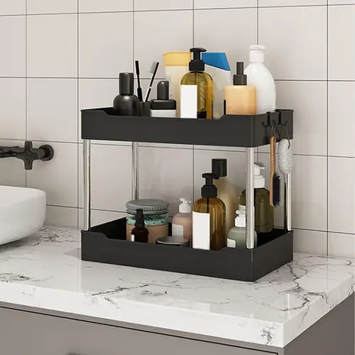 Imagen 2 del producto Organizador de almacenamiento con ruedas, organizador de 3/4 niveles, carrito de utilidad con ruedas, estantes de almacenamiento de diseño hueco para área de trabajo de cocina