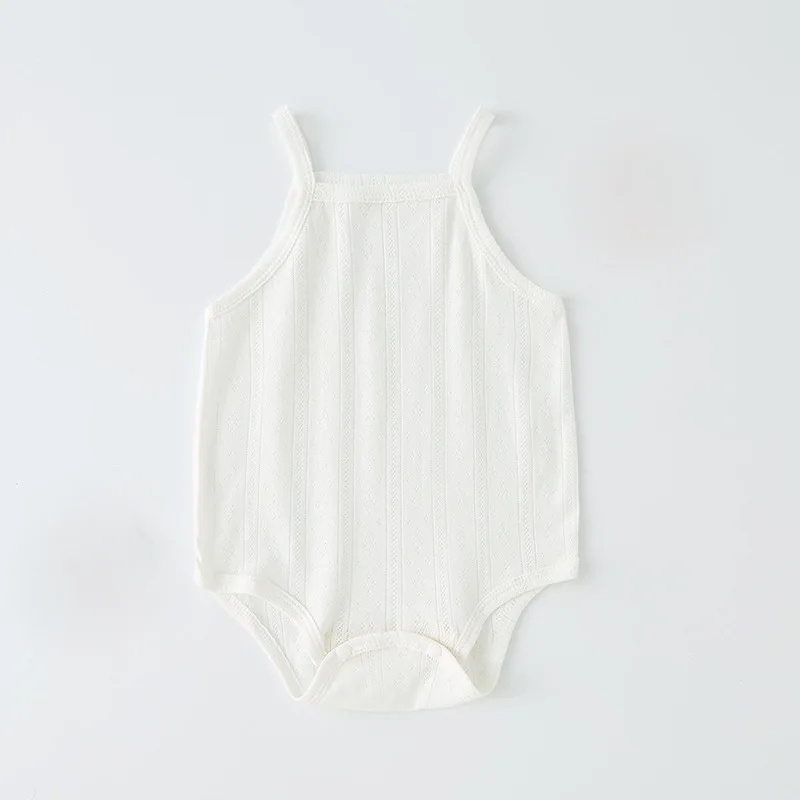 Suspenders Bodysuits Summer Baby Vest Thin Newborn Pure Cotton Baby Unisex Square Collar Fashion Solid Color Sleeveless Rompers