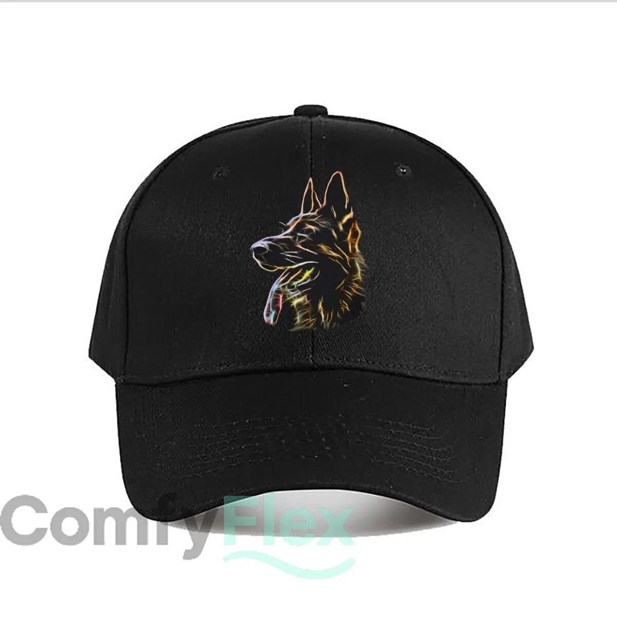 Neon Flecked German Shepherd Portrait Baseball Cap Fashion Men Sunhat Women's Outdoor Sports