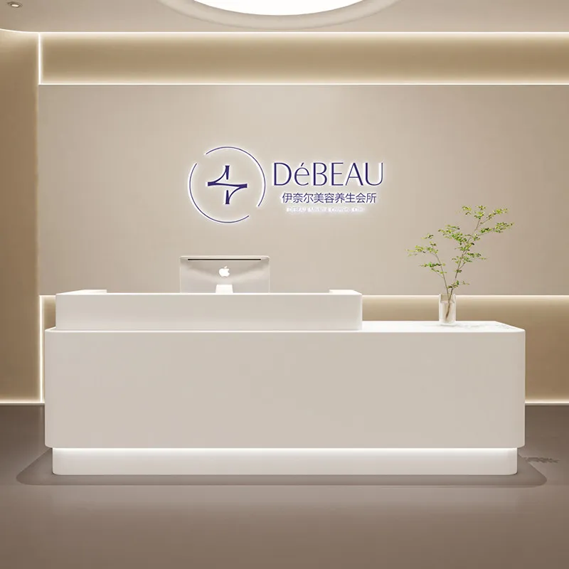 Minimalist baking paint Computer desk Beauty salon clothing store reception counter office table mostrador recepcion furniture