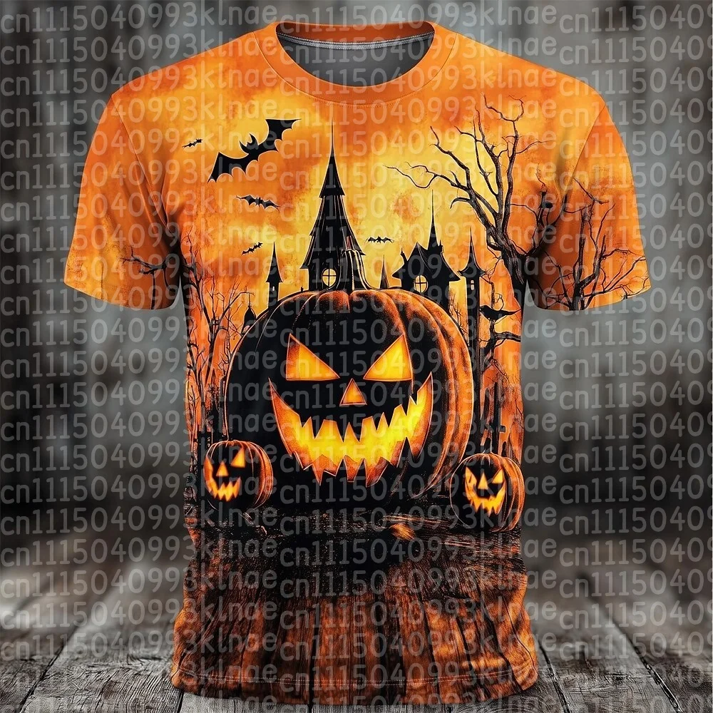 Halloween Family Matching Outfits Spooky Pumpkin Castle 3D Print T-Shirt Holiday Party Clothes Festival Matching Look Tees