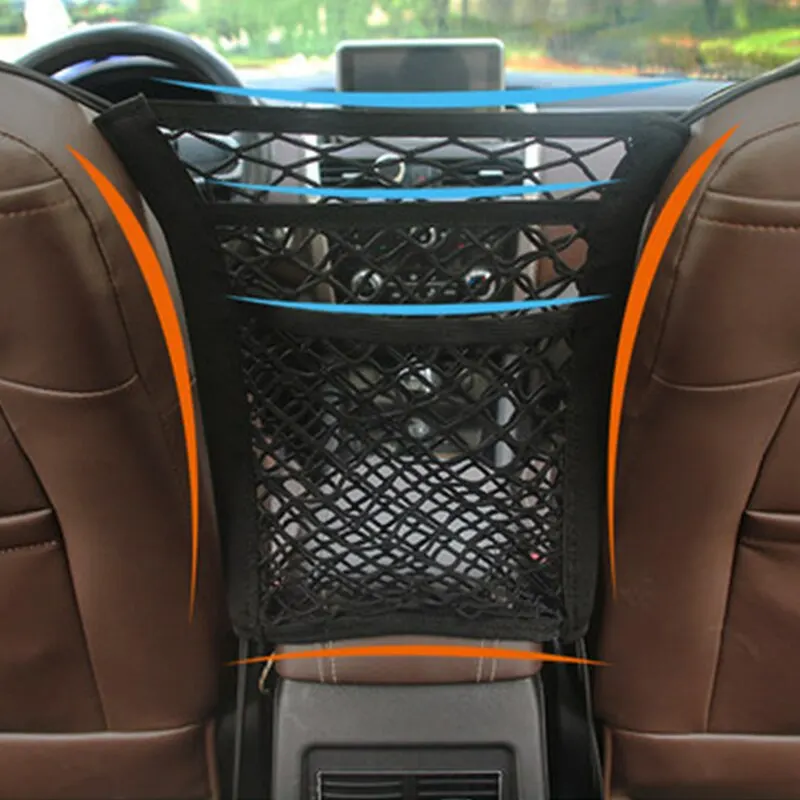 

Car Storage Net Bag Between Seats Car Styling Storage Bag Elastic Mesh Net Organizer Auto Accessories