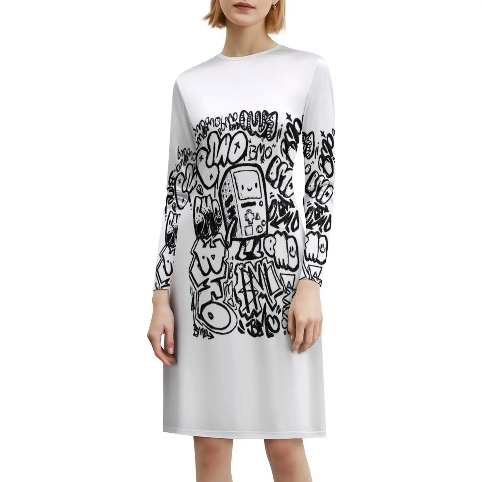 Bmo Graffiti Abito da festa streetwear da donna Stampa alla moda Abbigliamento da club per donna Bmo Fan Art con Finn e Jake Bmore Evening