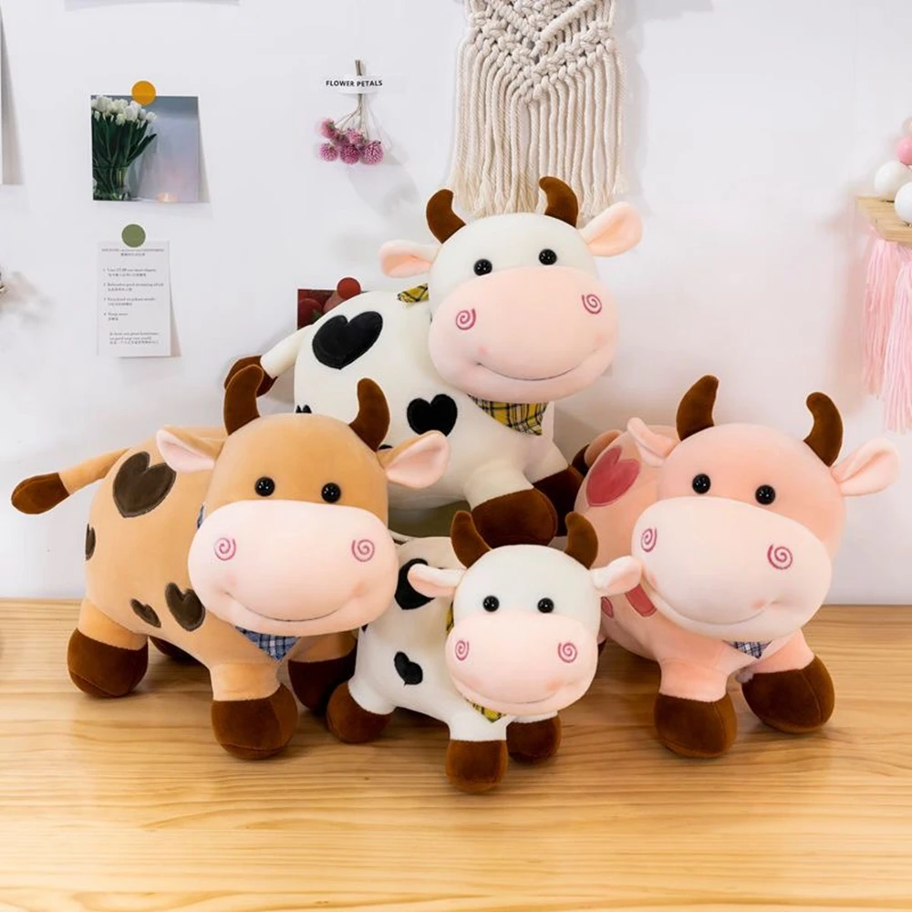 Boneka sapi zodiak Super lembut, mainan dekorasi tiga warna lucu dan menarik 25CM untuk anak laki-laki dan perempuan