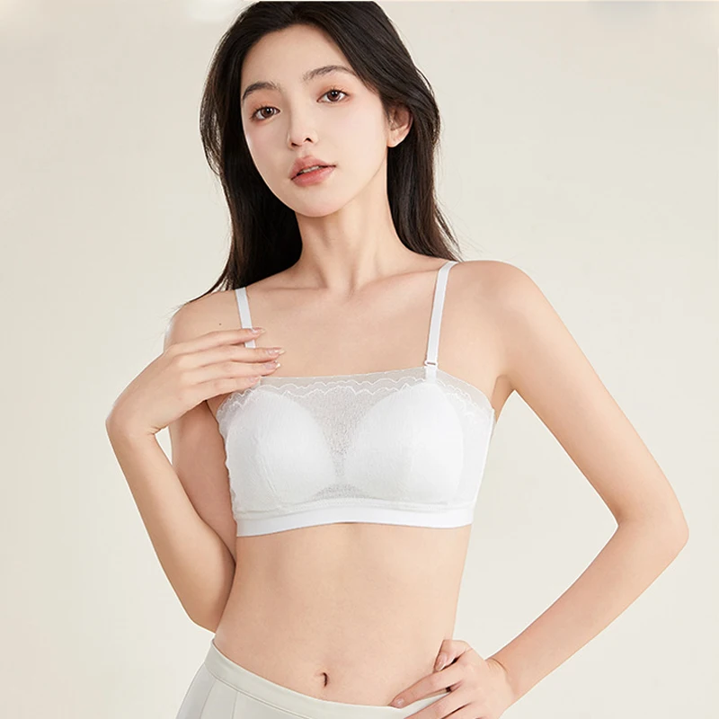 Push Up Ultra-Thin Strapless Bra Side Boob Support Anti-Exposure Comfortable Lace Breathable Tube Top Lingerie