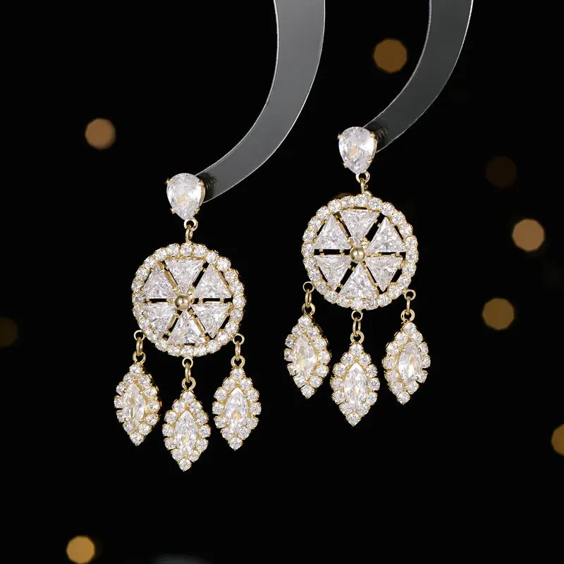 

Bilincolor Luxury Zircon Inlaid Earrings for Wedding or Party