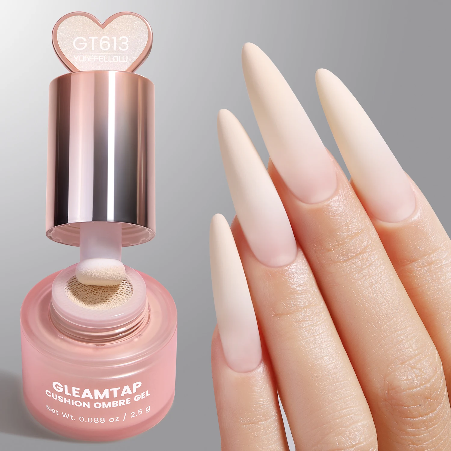 YOKEFELLOW GleamTap Cushion Ombre Painting Gel Schwämme Neon-Orange Hochpigmentiertes No-Wipe Gradient Pat Pat Gel Polish GT624 – Detail 15