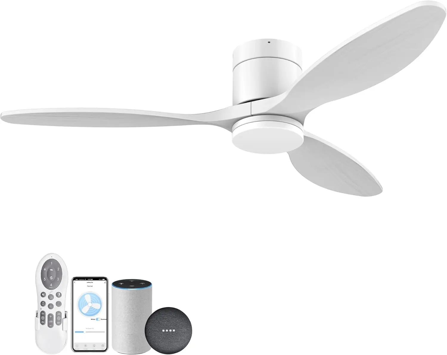 

Flush Mount Ceiling Fans with Lights Remote ,Quiet DC Motor,Ultra Low Profile Ceiling Fan Works with Alexa Google