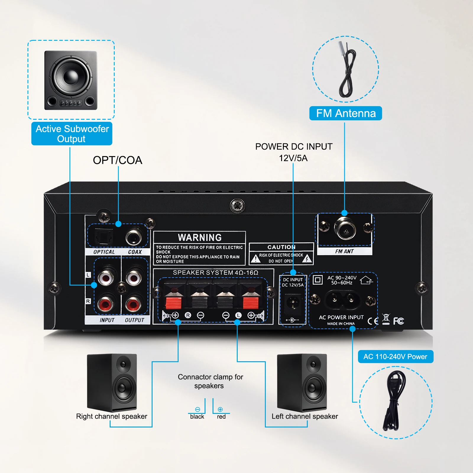 Woopker AK35/AK45/AK45 Pro/AK55 Digital Amplifier Bluetooth Sound Amplifier 2 Channel HIFi FM USB Audio Amp For Home Car Karaoke