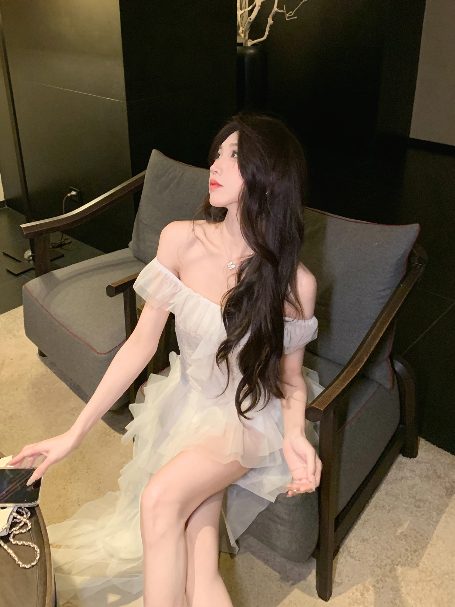 

Gogogo 2026 Spring Fashion Set with Lace Skirt Half-length Irregular Hem Design Women's Style Elegant Ladylike Look