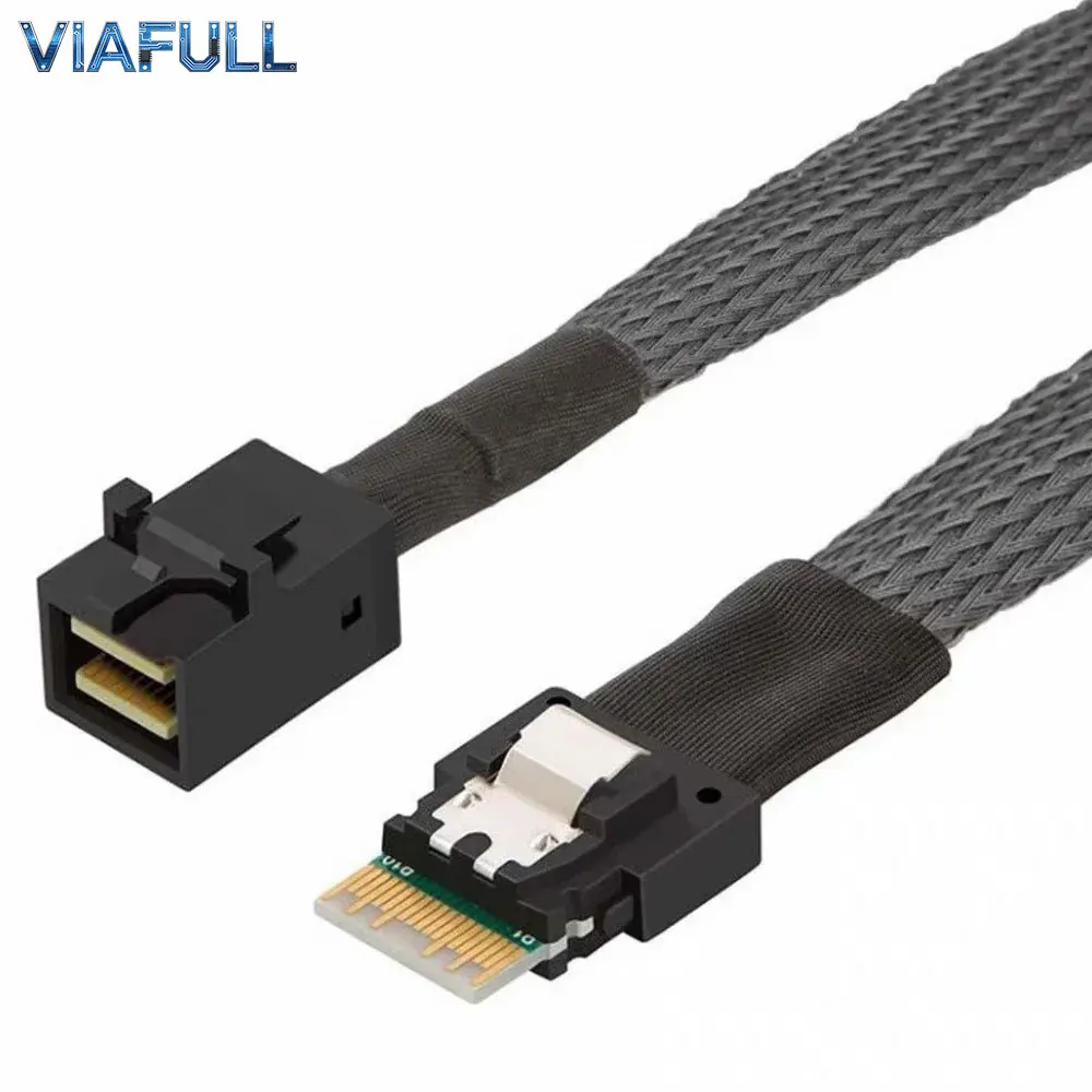 SlimSAS SFF-8654 4i 38Pin to Mini SAS HD SFF-8643 Cable, PCIe 4.0 12Gbps Server Adapter, 30AWG Copper Wire Harness 0.5M 1M