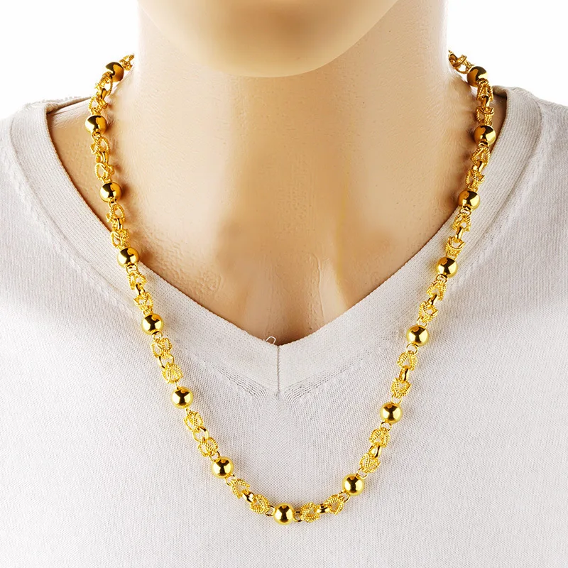 

Luxury high-end 9999 24K real gold faucet necklace men's Korean style personalized necklace domineering men's jewelry