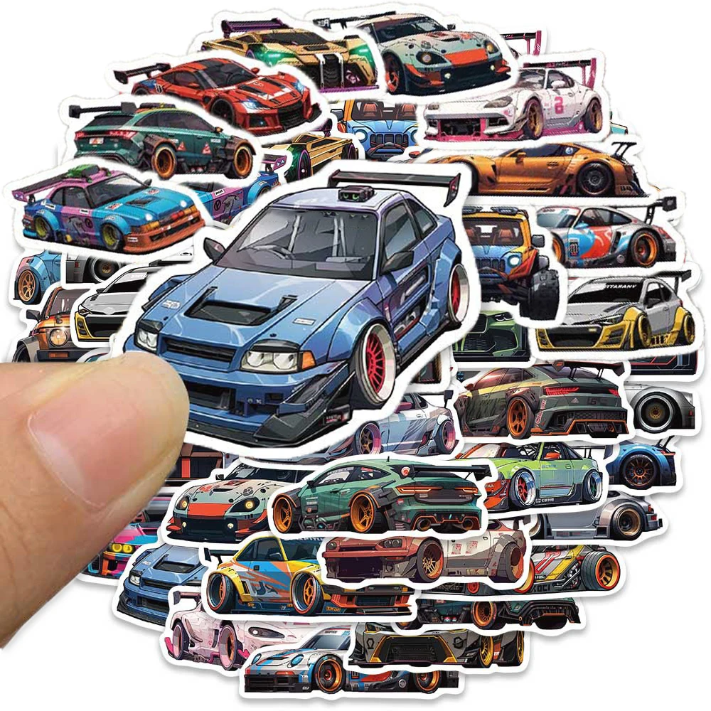 10/50Pcs Retro Cool Racing Car Varied Stickers Pack for Kids Travel Luggage Laptop Phone Scrapbooking Decoration Graffiti Decals