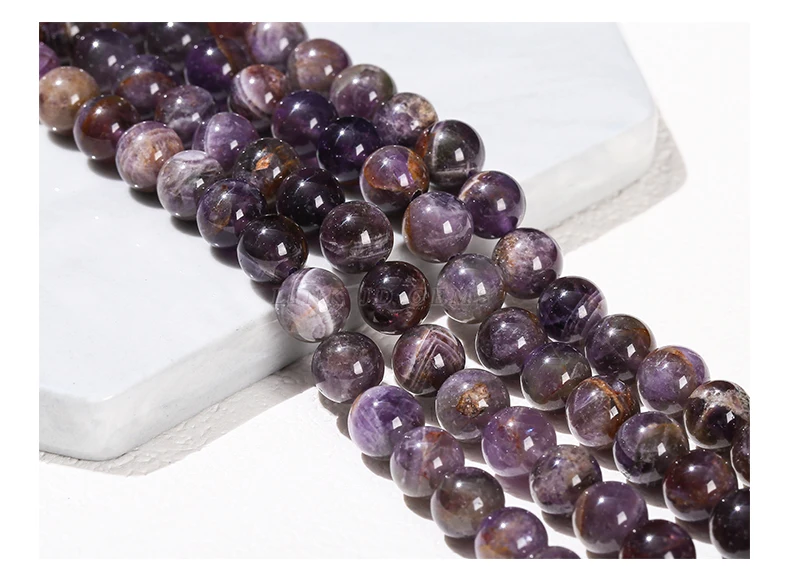 Großhandel 6 8 10mm Natürliche Geisteramethyst-Perlen Runde Lose Abstandsperlen Kristall für Schmuckherstellung DIY Halskette Armband Zubehör – Detail 9